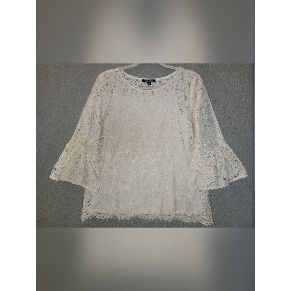 Roz & Ali Size Medium Ivory Lace Bell Sleeve Blouse